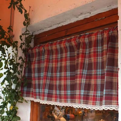Kerst Rood en zwart Geruite Gordijnen Kort Boerderijstijl Gingham Gordijn Kerst voor Woonkamer Slaapkamer Eetkamer W145XH50cm
