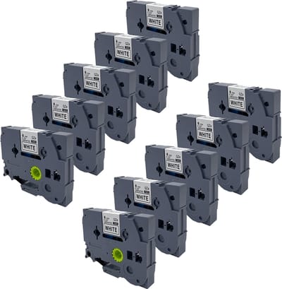 DULA Brother Compatible label tape- Tze-211 - 10 cassettes - Brother P-Touch - Zwart op wit - 6mm x 8m