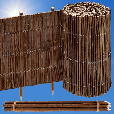 Dailygoods- Wilgenomheining Flexibel - Tuinafscheiding - Borderrand - Houten Schutting - Graskantafscheiding - Weideborder - 300x40 cm