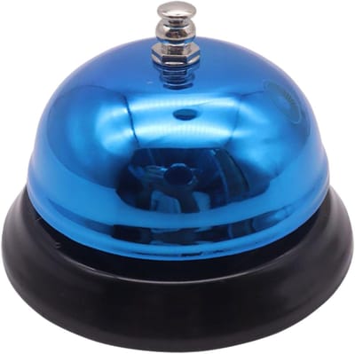 Bureau Oproep Bel - Receptie Bel - Klantenservice Verbeteren - Roestvrij Metaal - 8.5 cm - Blauw