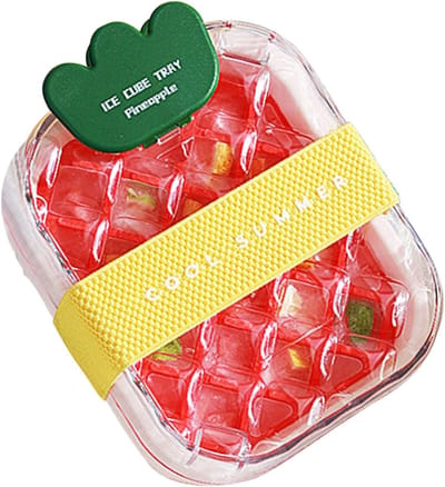 IJsblokjesmaker Beker - Fles met ijsblokjes - Dranken Koelen - Ananasvorm Lekvrij - 20x15x7.5 cm - Aardbei rood