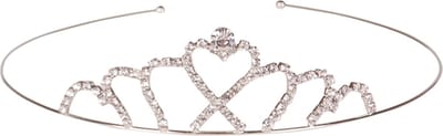 Kindertiara zilverkleurig met strass hartvorm