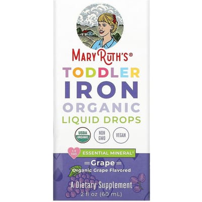 Gouttes Liquides de Fer Organique pour Tout-Petits, 1-3 Ans, Raisin, 3,5 mg, 2 fl oz (60 ml)