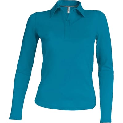 Kariban Damespolo lange mouwen K244 - Tropical Blue - L