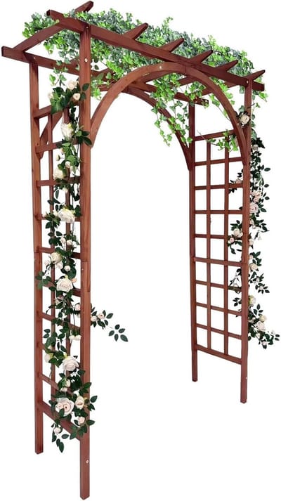 Houten Rozenboog / Tuinboog - 215 cm - Massief Hout - Trellis voor Klimplanten - Decoratieve Pergola voor Tuin, Patio & Bruiloften