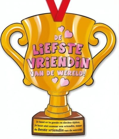 Paper Dreams Trofee Liefste Vriendin van de Wereld – 33 cm - Karton Goud
