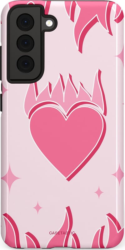 Casetastic Hoesje Geschikt voor Samsung S21 FE - Stijlvolle Beschermende Duo-layer Case - Hartenvuur
