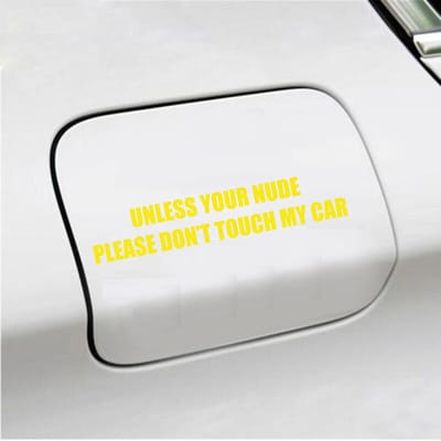 Bumpersticker - Unless Your Nude - 3,5 X 18,5 - Geel