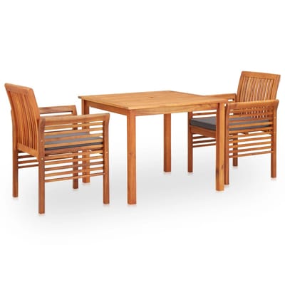 vidaXL - 3-delige - Tuinset - met - kussens - massief - acaciahout