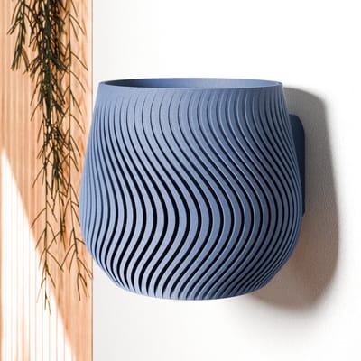 Fleuriek - Hangende bloempot modern design - Lichtgewicht & duurzame plantenpot van bioplastic, voor kleine en middelgrote kamerplanten - Blauwe plantenpot - Ø12 cm