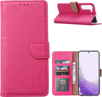 Hoesje Geschikt Voor Samsung Galaxy S23 Plus Hoesje met Pasjeshouder – Bookcase – Roze