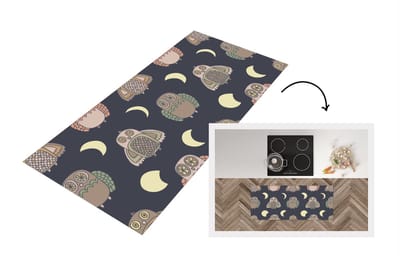 Keukenloper - Loper keuken - Uil - Patronen - Maan - 120x50 cm - Keukenloper vinyl