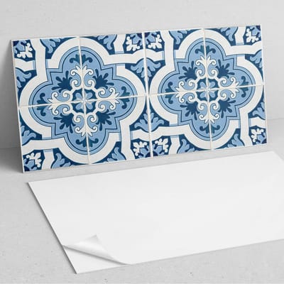 Coloray Wandpanelen Zelfklevend - Tegelpatroon met ornamenten PVC Wandpaneel - 100 cm x 50 cm - Blauw Wandbekleding Zelfklevend - 1 stuk - Texturen Wandpanelen Zelfklevend - Keuken Wandpanelen - Wandpanelen Badkamer