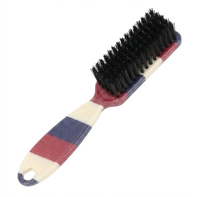 Meerkleurige baard borstel heren unisex – compacte baardborstel met handvat – nylon borstelharen – rood wit blauw design – geschikt voor baard verzorging en styling – handzaam grooming accessoire