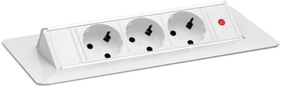 Inbouw Stekkerdoos - 3-voudig, Kindveilige Stopcontacten, Wit, Kantelbaar Ontwerp, 3500W, 16A, 1,5m Kabel [20440WH]