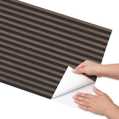 Coloray Meubel Wrap Folie - Bruin Meubelfolie - 50x100 cm - Plakfolie Meubels Verticale lamellen - Decoratiefolie Zelfklevend - Minimalist Meubelfolie - Meubelfolie Zelfklevend - Badkamer decoratie - Texturen