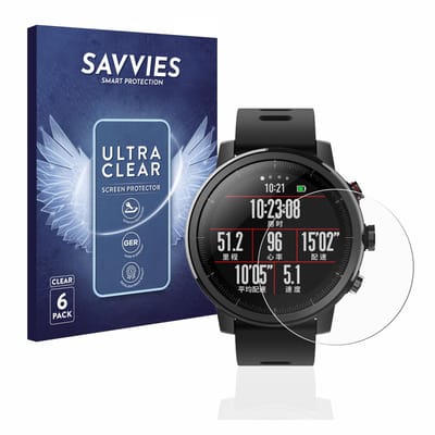 Savvies - Screenprotector voor Huami Amazfit Stratos / Stratos 2 - Folie Beschermfolie transparant 6 Stuks