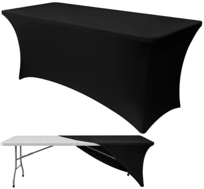 Ruhhy Elastische tafelhoes zwart 180 x 75 x 75 cm voor catering evenementen en beurzen