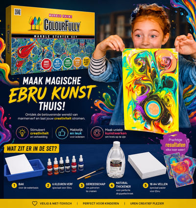 Kumtoys® Marbling set - Montessori speelgoed - Speelgoed meisjes en jongens - Knutselen meisjes en jongens - Spellen - Spelletjes voor kinderen - Kinderspeelgoed