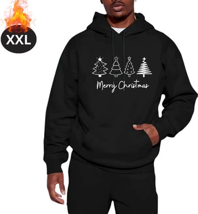 Bovista Kersttrui - Heren - Foute Kersttrui - Christmas Sweater - Kerst Sweater - Kerstboom - Christmas Jumper - Hoodie - Zwart - XXL