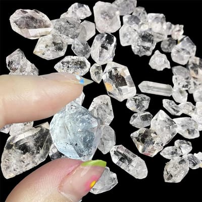 5 Stuks Natuurlijke Herkimer Diamant Kwarts Kristal - Ruwe Onregelmatig Gevormde Steen Voor Reiki Genezing En Woondecoratie Verzamelaarstenen gray