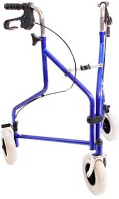 Premis Delta Driewiel Rollator – Lichtgewicht 5,3 kg – Opvouwbare 3 Wiel Rollator – Verstelbare Handgrepen – Wendbare Rollator voor Binnen en Buiten - Blauw