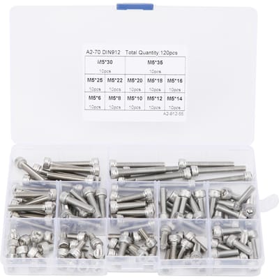 Inbusschroefkop 304 RVS Multi-lengte Combinatieset Nagel Assortimentskit(88 stuks(M6) )