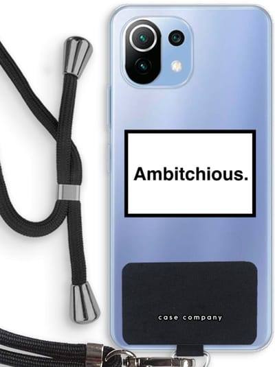 Case Company® - Hoesje met koord geschikt voor Xiaomi Mi 11 Lite hoesje met Koord - Ambitchious - Telefoonhoesje met Zwart Koord - Bescherming aan alle Kanten en Over de Schermrand