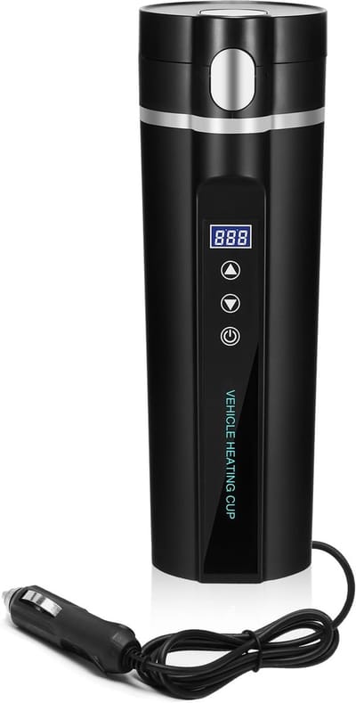 Elektrische Waterkoker - Reisbeker - Warme Dranken Onderweg - Intelligente Temperatuurregeling - 450 ml - Zwart