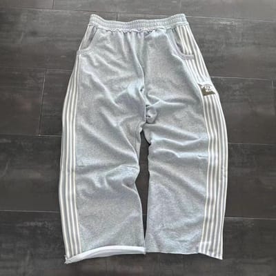 Nieuwe Sportbroek Heren en Dames Losse Wijde Pijpen Broek Zijstreep Print Joggingbroek Rechte Broek S gray