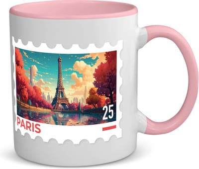 Akyol - parijs koffiemok - theemok - roze - 420 - liefhebber - europa - 350 ML inhoud