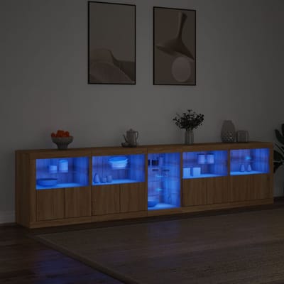 vidaXL - Dressoir - met - LED-verlichting - 283x37x67 - cm - sonoma - eikenkleurig