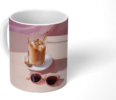 Mok - Koffiemok - Ijskoffie - Zonnebril - Goud - Mokken - 350 ML - Beker - Koffiemokken - Theemok
