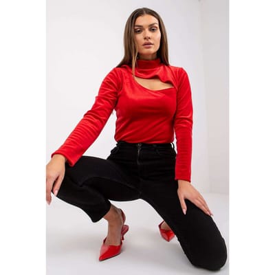 Velvet Cut Shine Top - Red / One Size