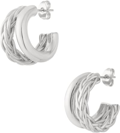 Small double braided hoops earrings