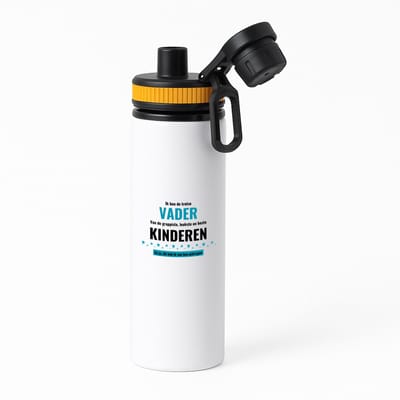 Hacebo® - ik ben de trotste vader van de grappigste, leukste en beste kinderen, en ja dit heb ik van hun gekregen waterfles met draaidop oranje - de trotste vader - verjaardag - verjaardagscadeau - cadeau - water fles - 850ML