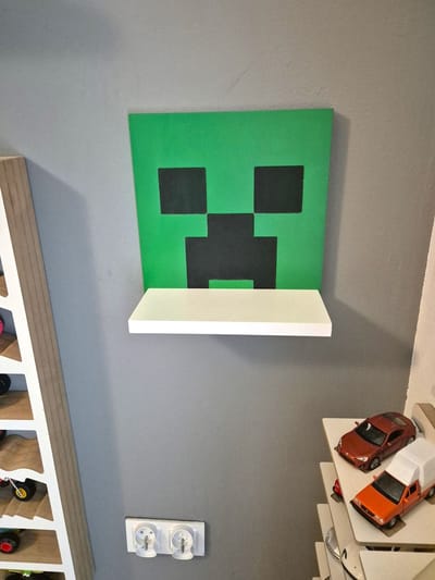 Moliland - Creeper Wandplank - Decoratieve Minecraft - Groen/Zwart - 27x27 cm