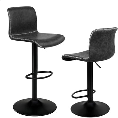ALFORDSON Barkruk Set van 2, Vintage, In hoogte verstelbaar, Barkruk met rugleuning voor keukendraaibaar, Gasveer