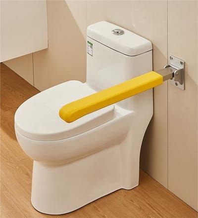 Opklapbare toiletbeugel - Steunbeugel badkamer - Veiligheid thuis - Ruimtebesparend ontwerp - Tot 150 kg - Geel