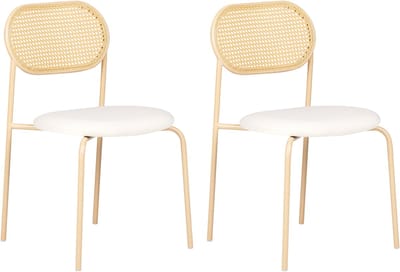 ADAVER - Eetkamerstoel set van 2 - Lichtbeige - Metaal