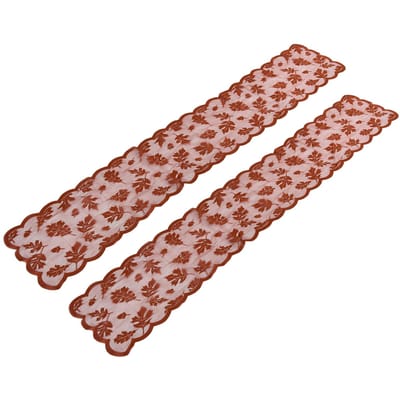 2 stuks Herfst Tafelkleed Esdoornblad Patroon Roest Rood Elegante Stijl Huisdecoratie voor Thanksgiving brown