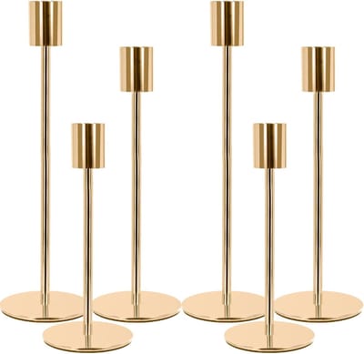 Swiphi® Kandelaars - Kaarsenhouder - Plateau voor Kaars - Set van 6Stuks - 8x8x32cm