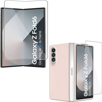 Geschikt voor Samsung Galaxy Z Fold 6 - Hoesje + Screenprotector – Beschermglas Folie - GuardCover - Suède Case Rosé