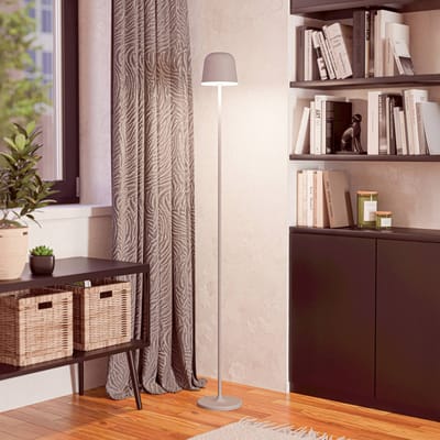 EGLO Mannera-L Staande lamp Binnen en Buiten - Oplaadbaar (tot 47 uur licht) - 140 cm - Grijs/Wit - Draadloos - Dimbaar