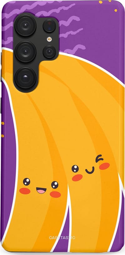 Casetastic hoesje geschikt voor Samsung Galaxy S25 Ultra - Dubbellaagse bescherming - Blije Banaan - Fashion Case - Lavendel Geel