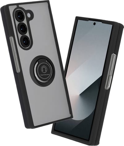 Hoesje geschikt voor Samsung Galaxy Z Fold 6 - Techsuit Glinth Back Cover met ring en magneet - Zwart