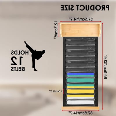 Dustproof Martial Arts Belt Houder voor 12 Straps - Wandmontage voor Taekwondo, Judo en Karate Gekleurde Gorden, Medailles en Certificaten Display als Cadeau