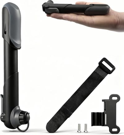 Draagbare Mini Fietspomp, Universele Zwarte Fietspomp, Compact en Duurzaam, Inclusief Installatieaccessoires voor Fietsen en Recreatief Gebruik