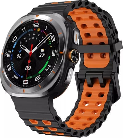 Strap-it Sport siliconen Wave bandje - geschikt voor de Samsung Galaxy Watch Ultra 2 (2026) / Ultra (2024/2025) - zwart/oranje