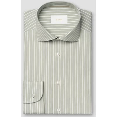Eton Overhemd Lightweight Luxury Soft Touch Cotton Silk Stripe Licht Groen / male